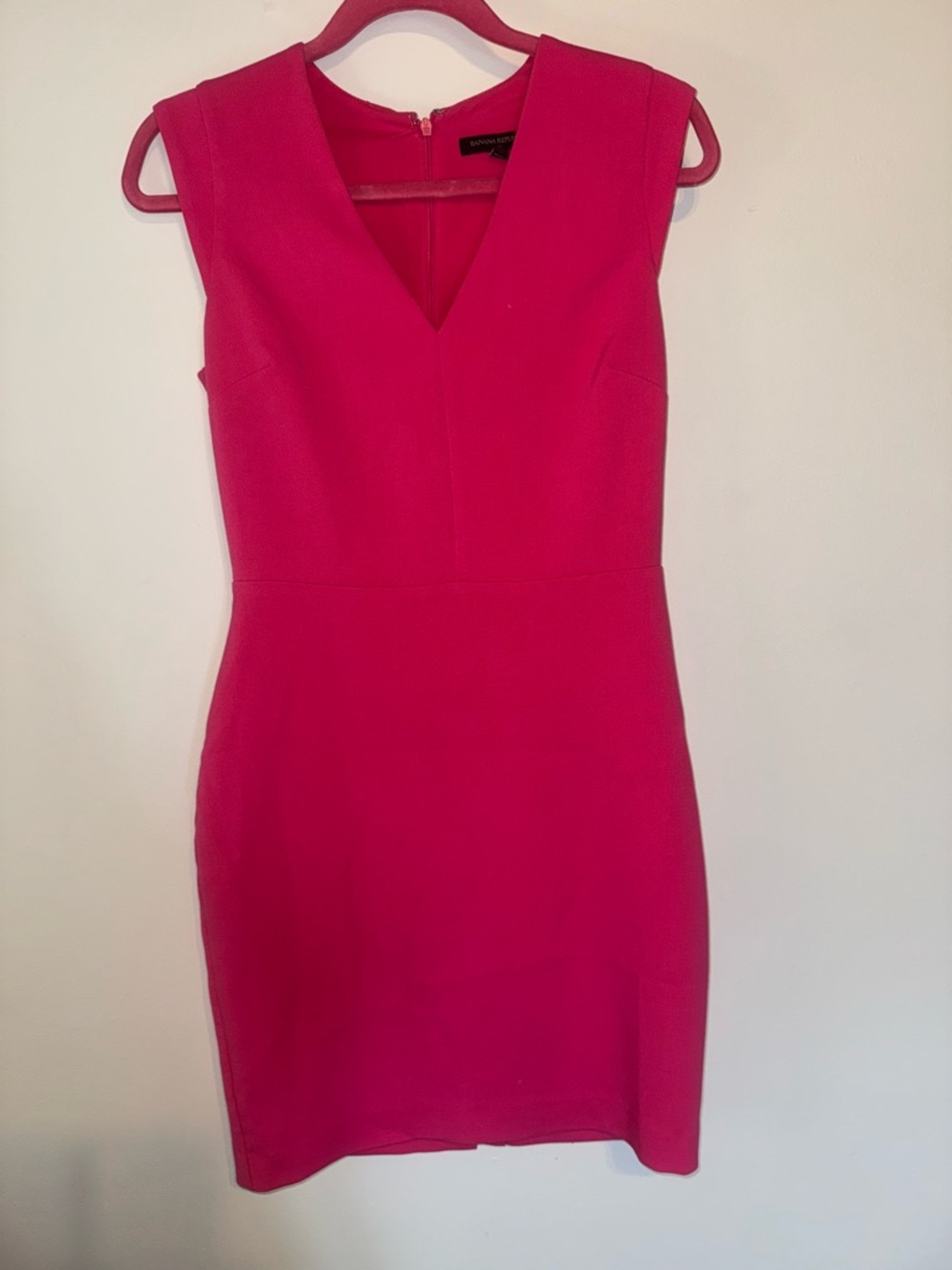 Banana Republic Hot Pink V-Neck Sheath Mini Dress